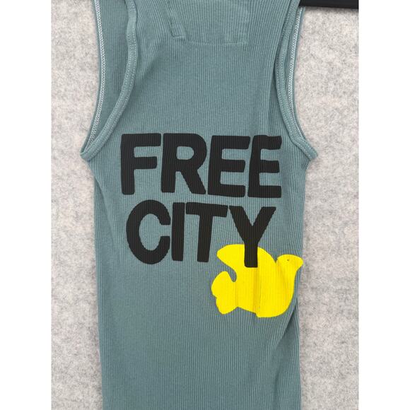 NWT FREECITY 1999 Super Vintage Surplus Blue Ribbed Tank Top Size X-SMALL - Picture 2 of 10